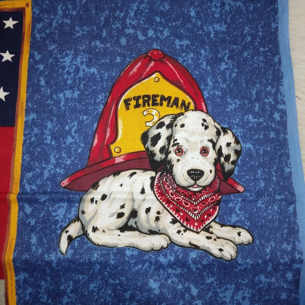 FABRIC Spring Industries Fire Dogs Dalmations 1 panel 35 in. cotton quil…